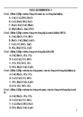 Trắc nghiệm môn Hóa 9